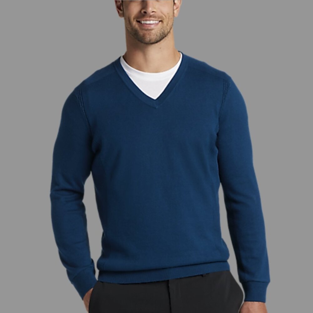 Awearness Kenneth Cole Slim Fit Stitch Panel Sweater - Dark Blue